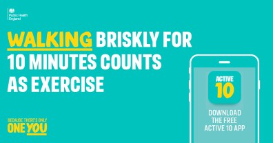 Walking briskly for 10 minutes counts as exercise